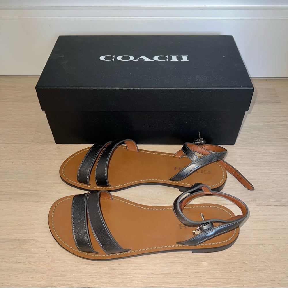 Coach Black Leather Sandals - Picture 3 of 7